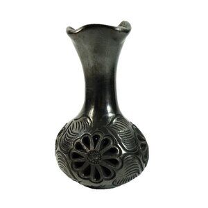 Black Floral Pottery Vase Dona Rosa Oaxaca Mexico Whimsigoth Dark Romantic Decor